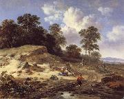 Jan Wijnants, A Track by a Dune,with Peasants and a Horseman